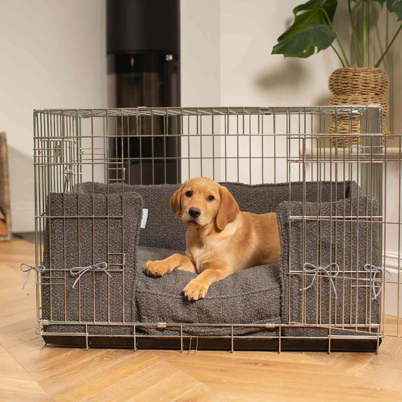 Dog Crate Bumper in Granite Boucl by Lords & Labradors