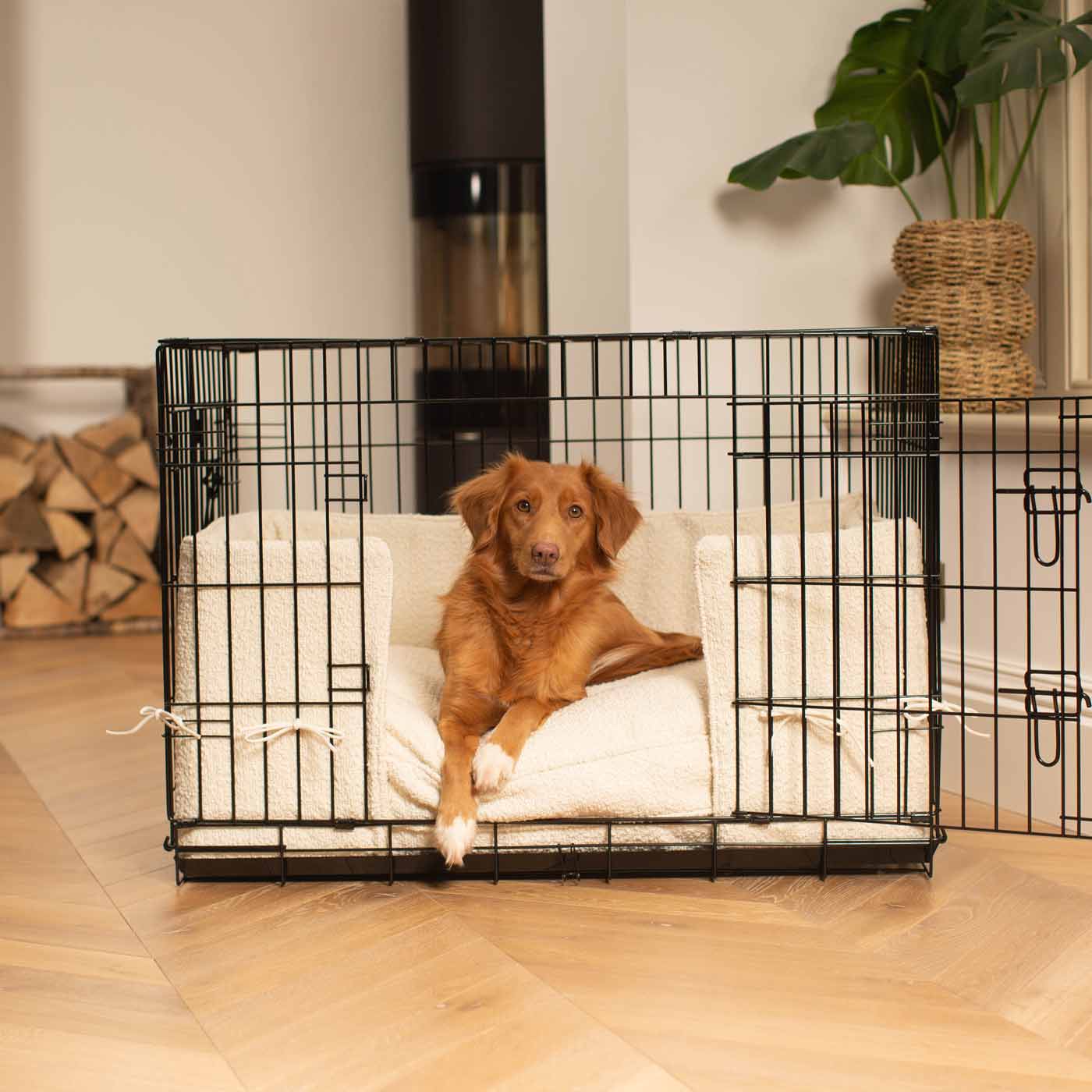 Dog Crate Bumper in Ivory Boucl by Lords & Labradors