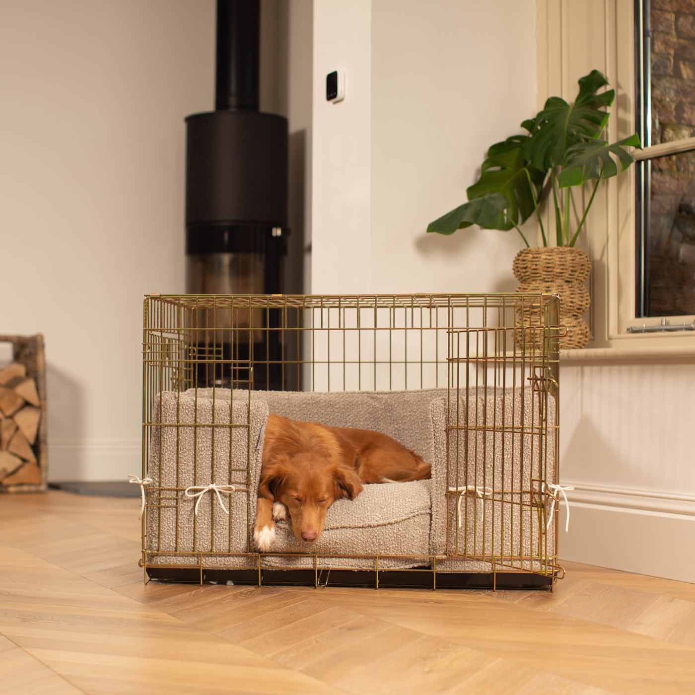 Dog Crate Bumper in Mink Boucl by Lords & Labradors