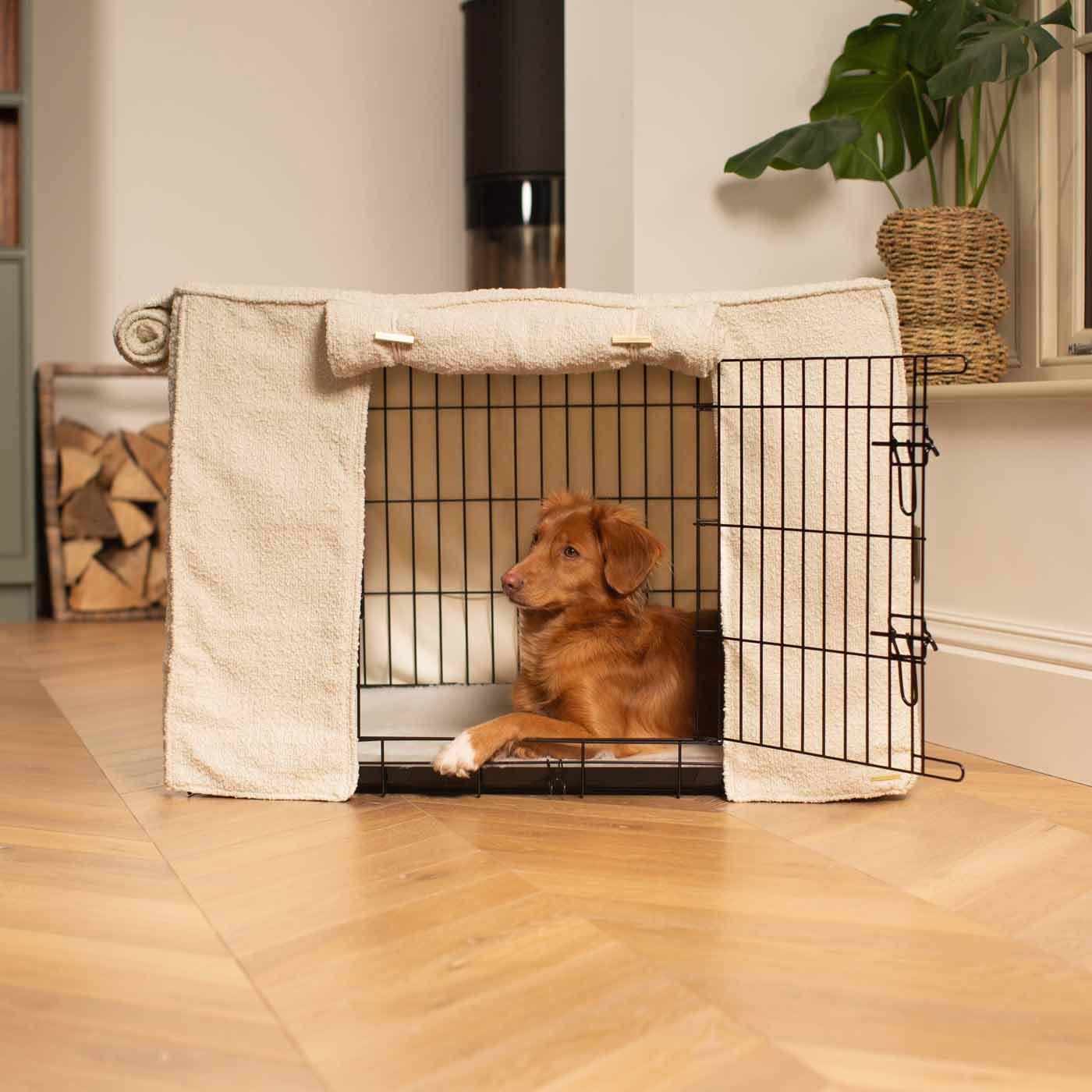 Dog Crate Cover in Ivory Boucl by Lords & Labradors