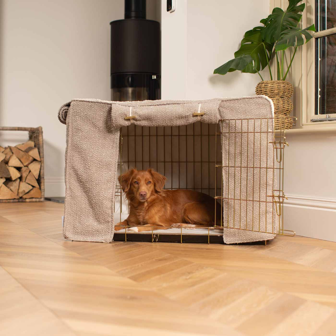 Dog Crate Cover in Mink Boucl by Lords & Labradors