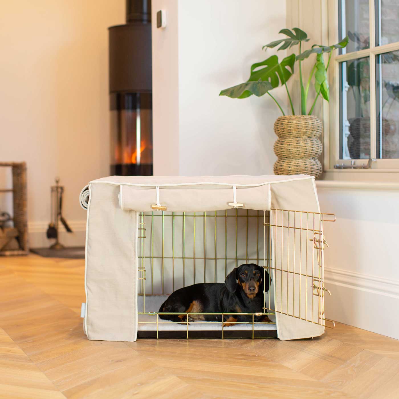 Dog Crate with Crate Cover in Savanna Oatmeal by Lords & Labradors