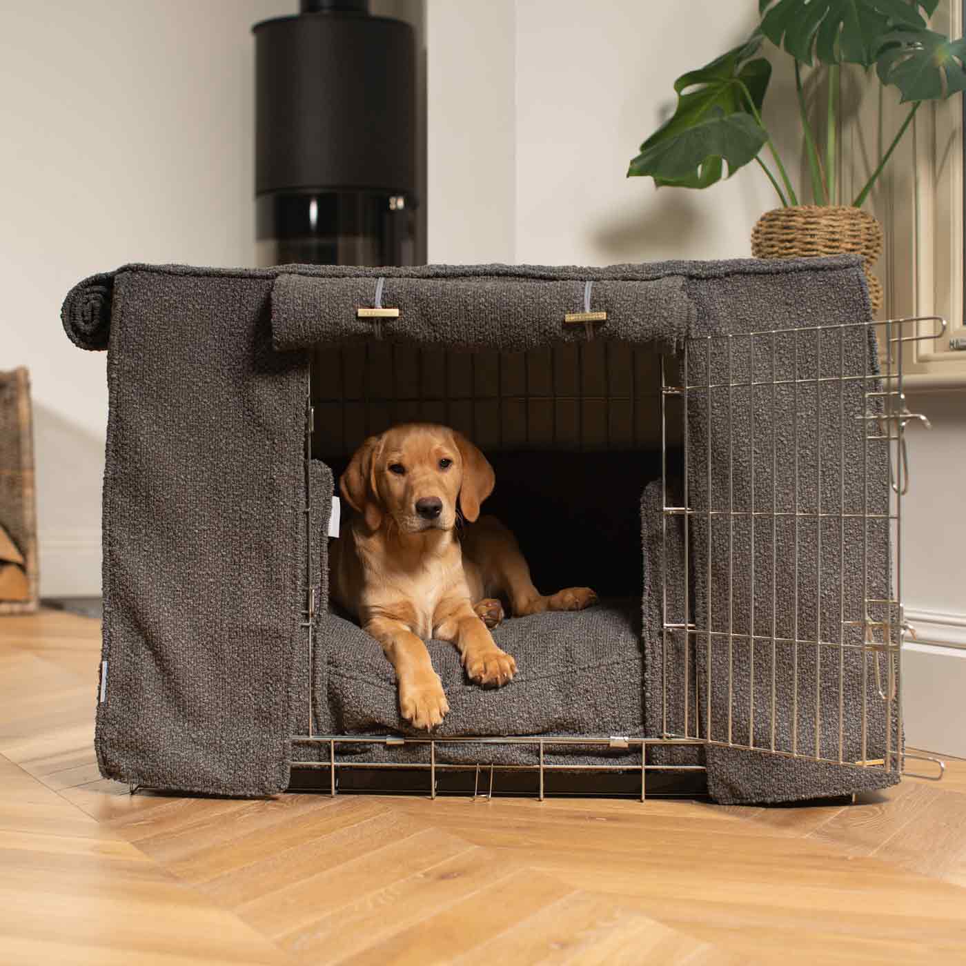 Dog Crate Set In Granite Boucl by Lords & Labradors
