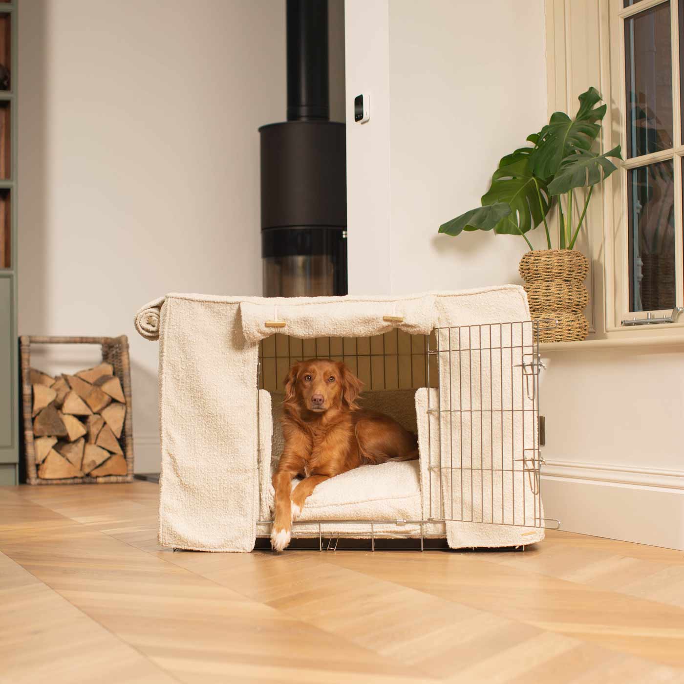 Dog Crate Set In Ivory Boucl by Lords & Labradors