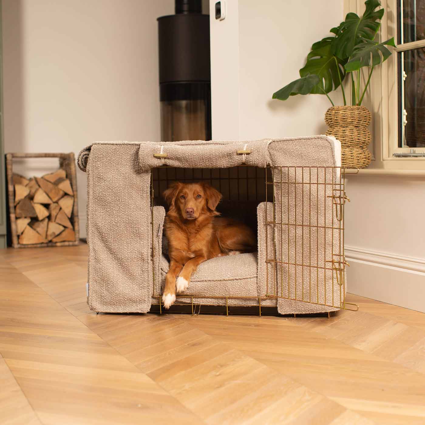 Dog Crate Set In Mink Boucl by Lords & Labradors