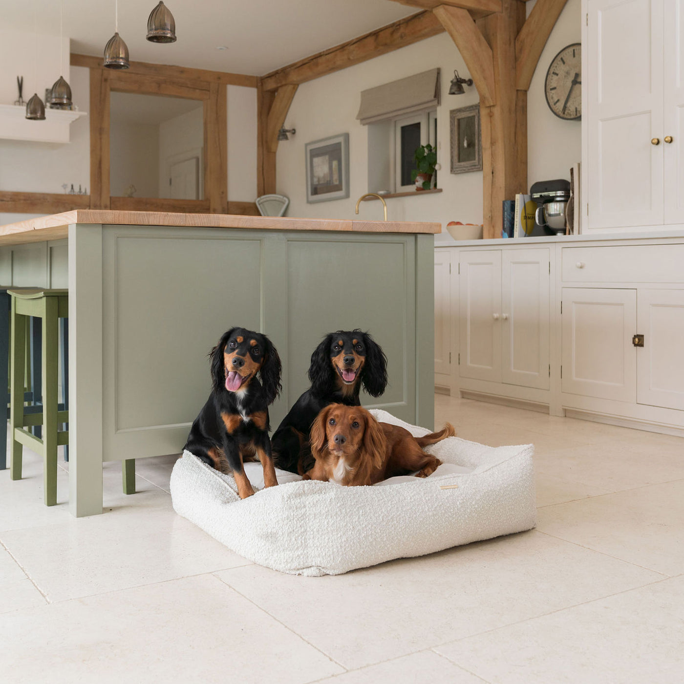 Box Bed With Removable Covers in Ivory Boucl by Lords & Labradors