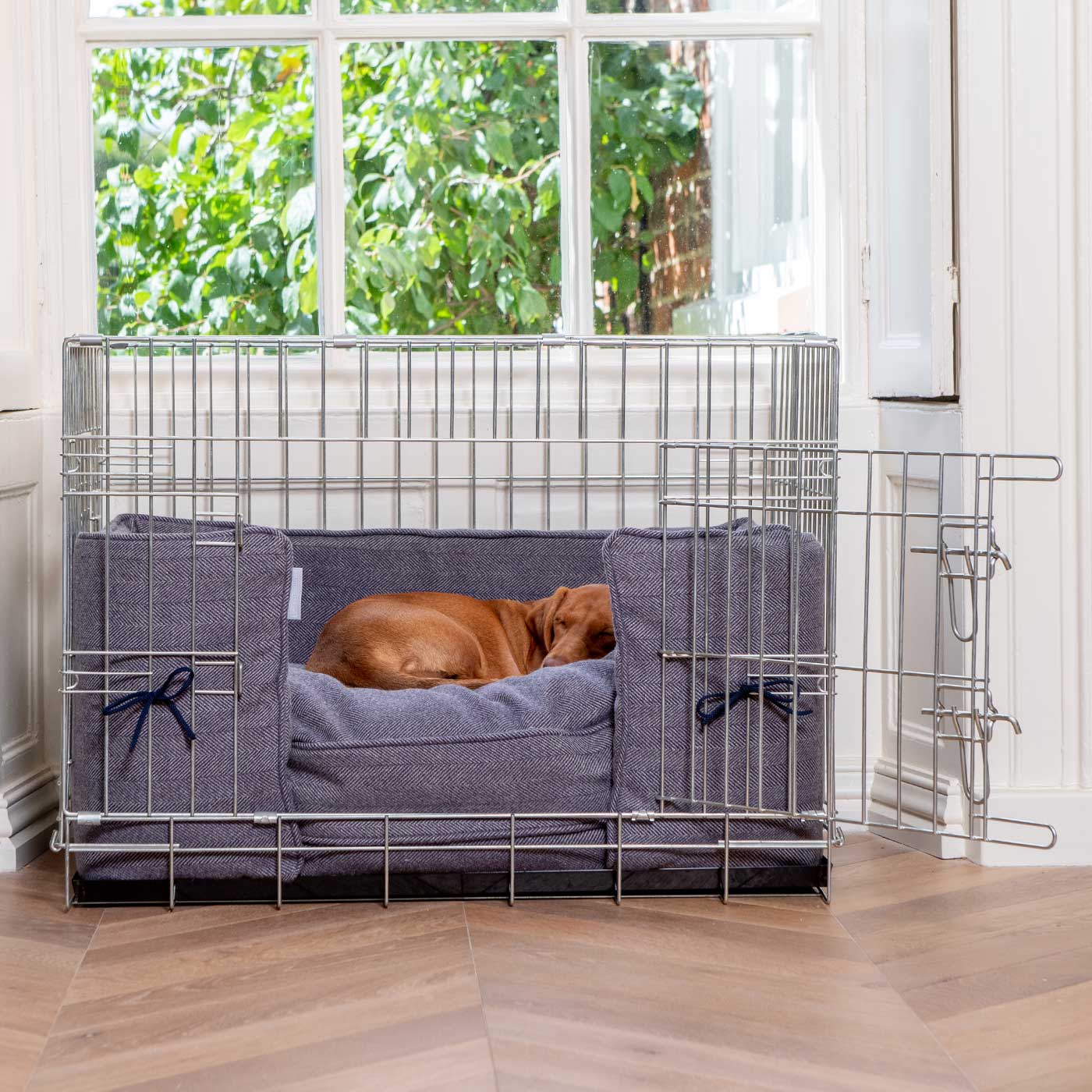 Dog Crate Bumper in Oxford Herringbone Tweed by Lords & Labradors