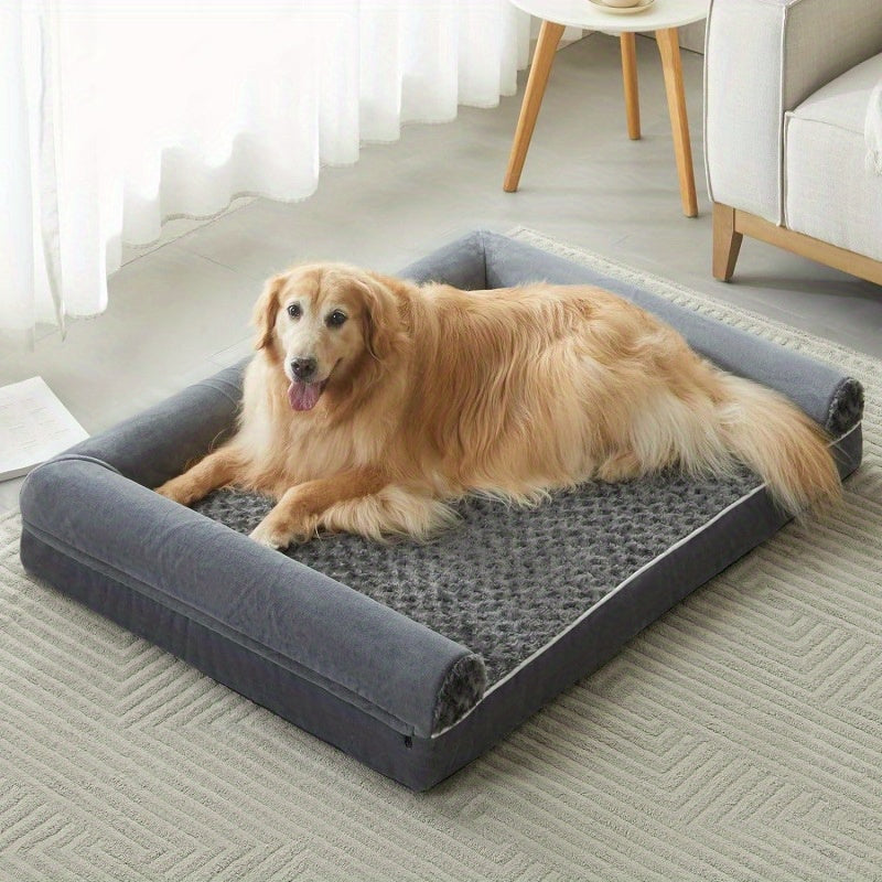 Three-Sided Protection Cervical Design, Luxury Rose Velvet Dog Bed/Cat Bed, Breathable and Refreshing for All Seasons, Durable Soft Long Plush