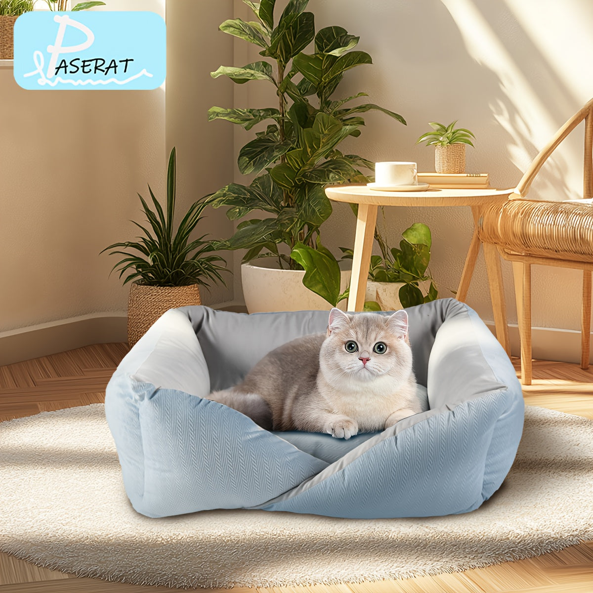 PASERATI Cozy Pet Bed for Small to Extra-Small Dogs & Cats - Pink and Gray, Plush Polyester, Non-Assemblable, All-Season Comfort Nest with Soft Interior, Cozy Pet Nest|Stylish Pet Furniture|Soft Pet Comfort, Small Dog Bed
