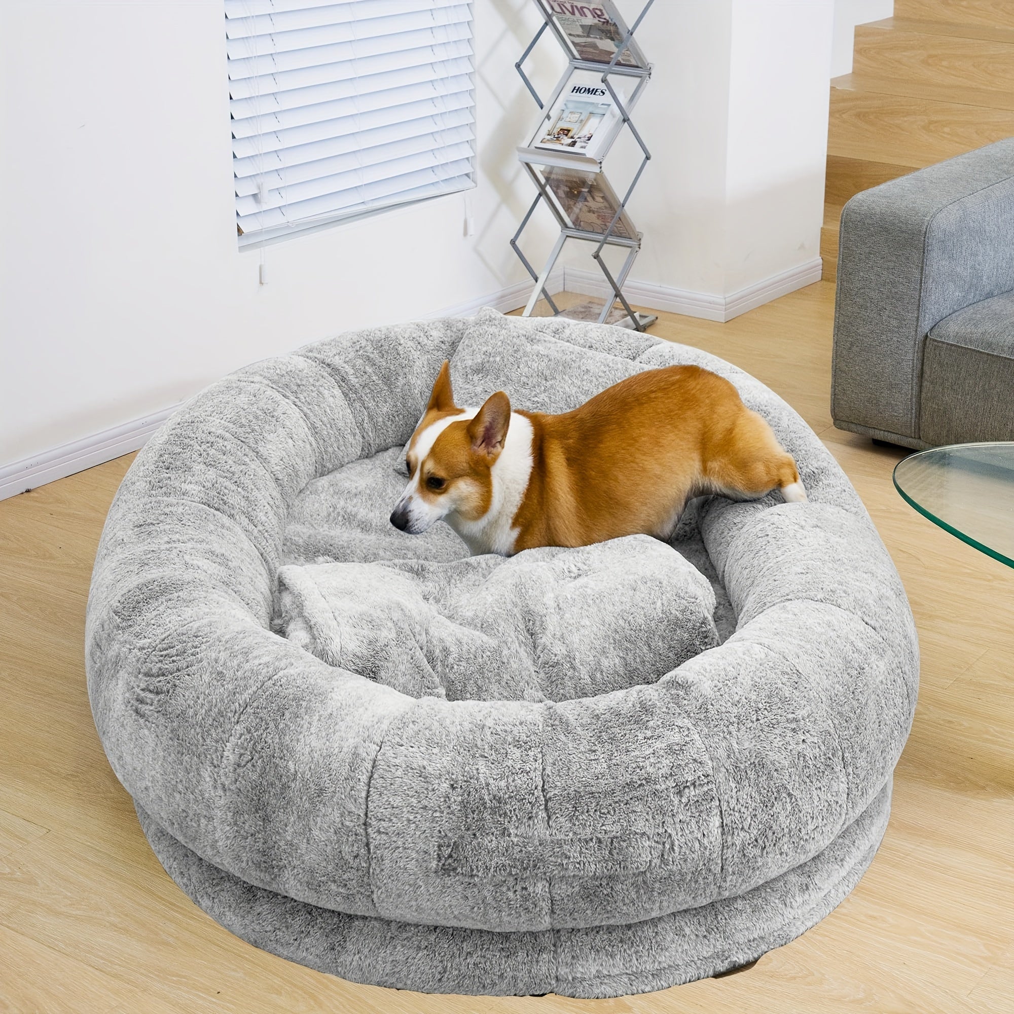 [Orthopedic Dog Bed] Orthopedic Dog Bed | Large Washable Faux Fur Pet Bed for Humans & Dogs - Shared Comfort Bed for Couples, Spacious Indoor/Outdoor Couch Replacement - Easy-Clean Shared Napping Bed, Indoor Outdoor Pet Bed, Cozy Lounging Spot, Durable