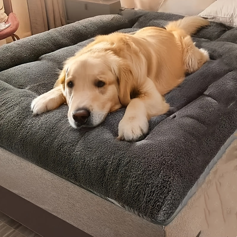 Extra Large Plush Dog Bed Sofa - Ultra-Soft Thick Orthopedic Pet Bed with Non-Slip Bottom, Grey & White Polyester Cushion for All-Size Dogs (Small to Large Breeds) - Durable Cozy Bedding for Home, Couch or Use