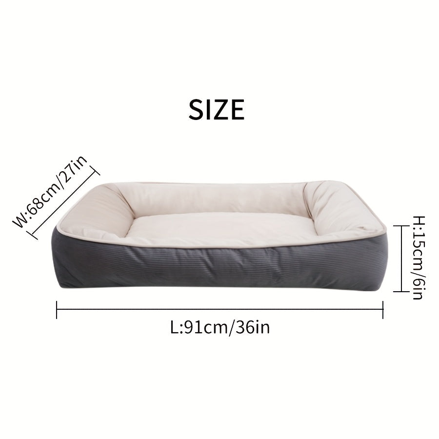 1pc Corduroy Thickened Square Pet Nest Medium Large Dog Bed Soft Comfortable All-Season Universal