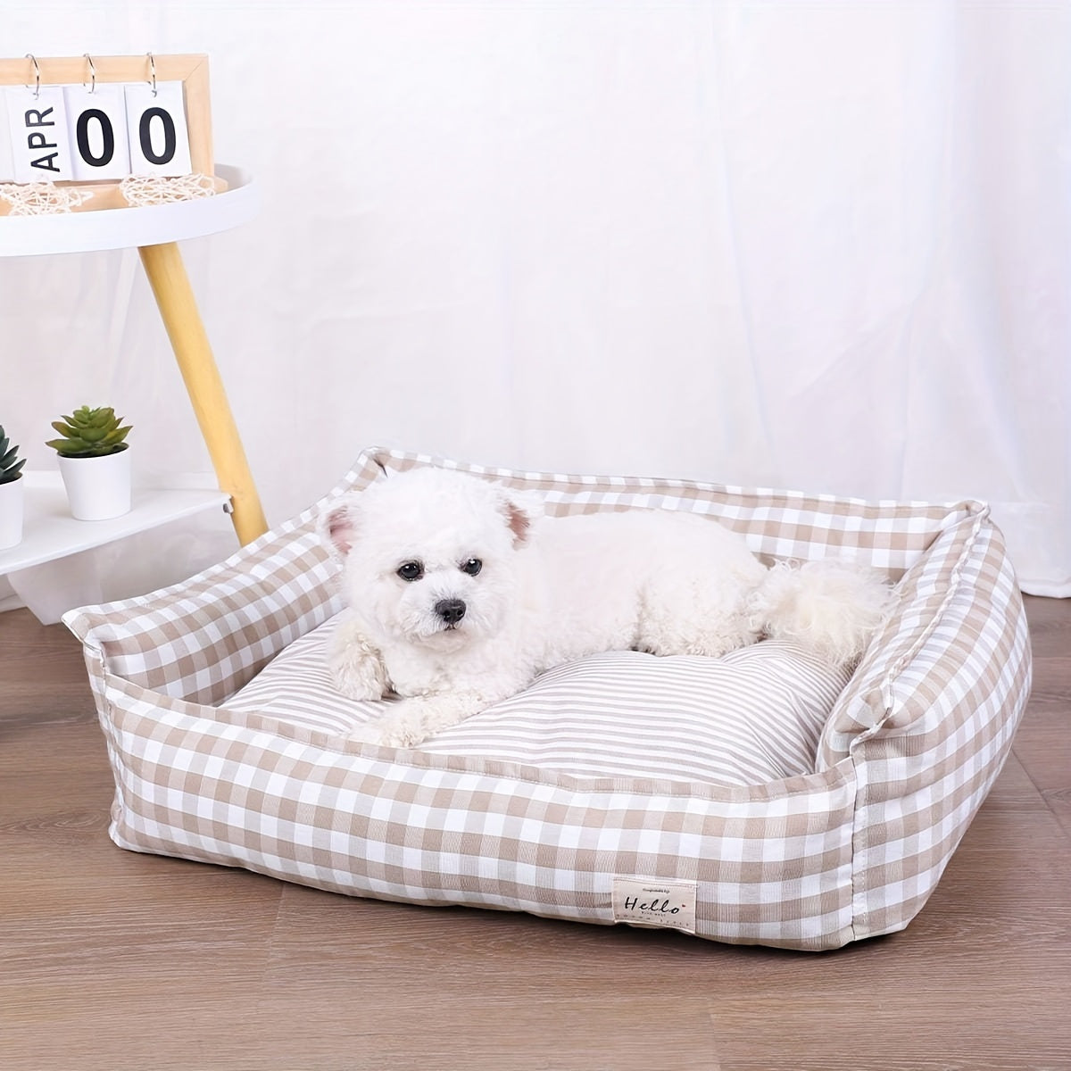 Cozy Checkered Pet Bed for Dogs & Cats - Removable Washable Polyester Nest, All-Season Indoor Comforter-Style Bedding with Vacuum Packaging for Easy Storage, Plush Cushion, Durable Construction, Home Pets