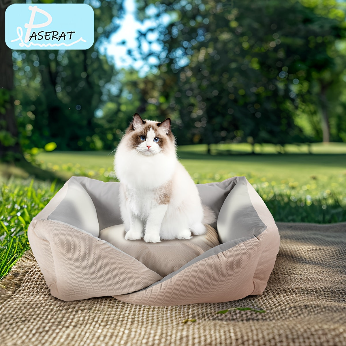 PASERATI Cozy Pet Bed for Small to Extra-Small Dogs & Cats - Pink and Gray, Plush Polyester, Non-Assemblable, All-Season Comfort Nest with Soft Interior, Cozy Pet Nest|Stylish Pet Furniture|Soft Pet Comfort, Small Dog Bed
