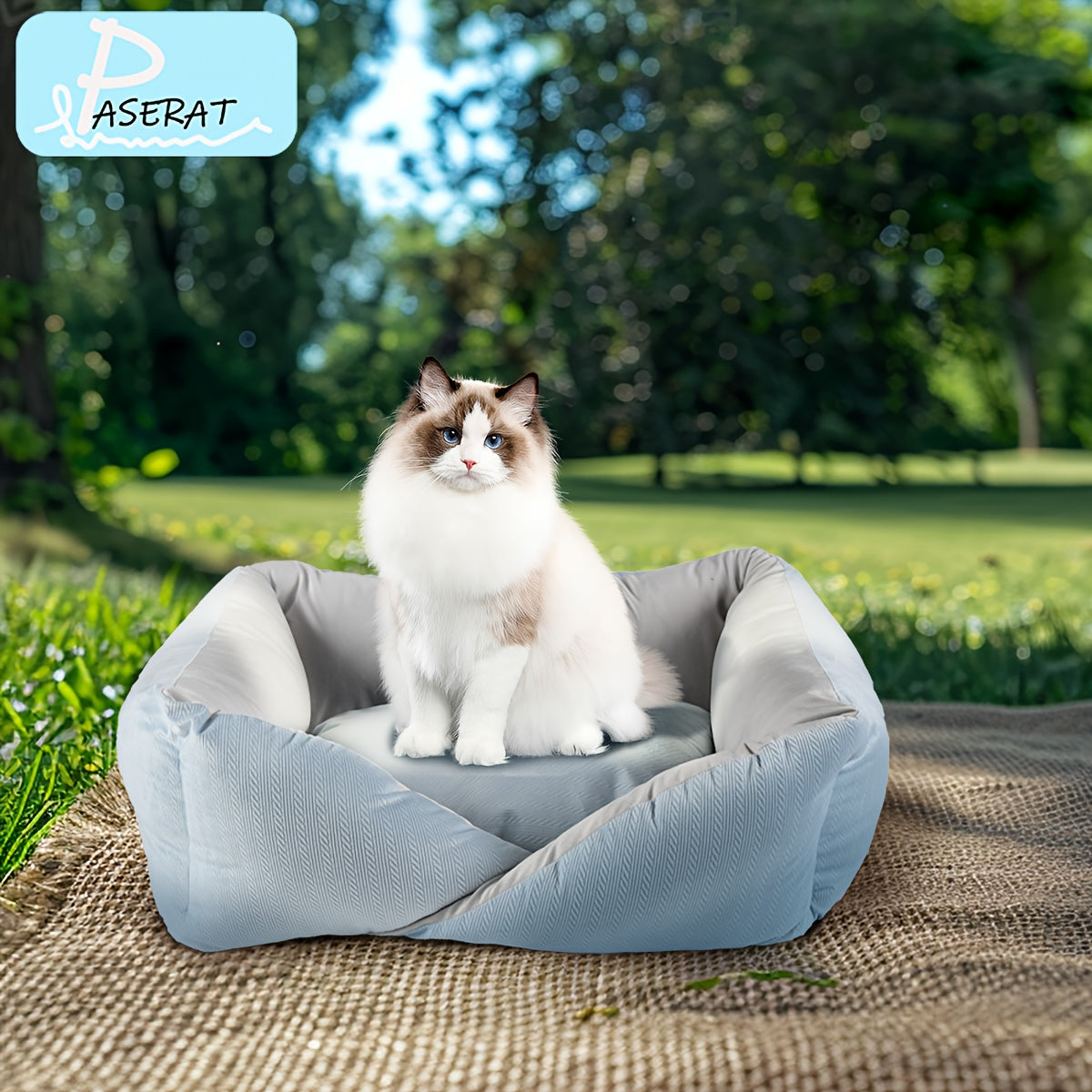 PASERATI Cozy Pet Bed for Small to Extra-Small Dogs & Cats - Pink and Gray, Plush Polyester, Non-Assemblable, All-Season Comfort Nest with Soft Interior, Cozy Pet Nest|Stylish Pet Furniture|Soft Pet Comfort, Small Dog Bed