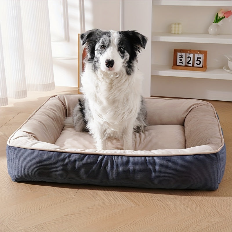 1pc Corduroy Thickened Square Pet Nest Medium Large Dog Bed Soft Comfortable All-Season Universal
