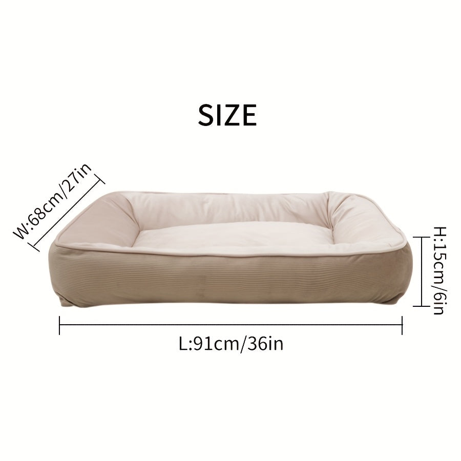 1pc Corduroy Thickened Square Pet Nest Medium Large Dog Bed Soft Comfortable All-Season Universal