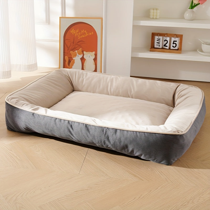 1pc Corduroy Thickened Square Pet Nest Medium Large Dog Bed Soft Comfortable All-Season Universal