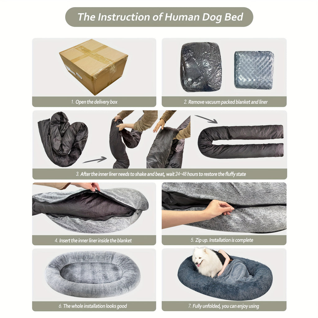 [Orthopedic Dog Bed] Orthopedic Dog Bed | Large Washable Faux Fur Pet Bed for Humans & Dogs - Shared Comfort Bed for Couples, Spacious Indoor/Outdoor Couch Replacement - Easy-Clean Shared Napping Bed, Indoor Outdoor Pet Bed, Cozy Lounging Spot, Durable