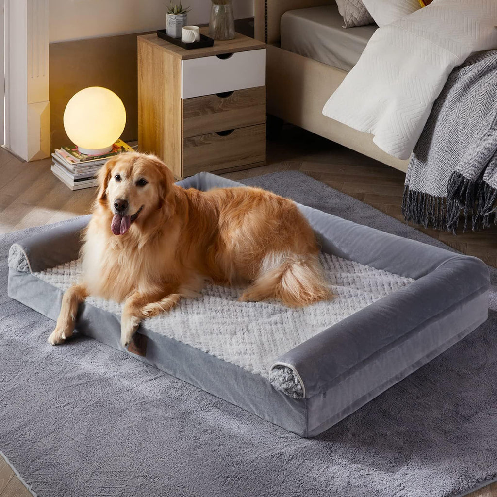 Three-Sided Protection Cervical Design, Luxury Rose Velvet Dog Bed/Cat Bed, Breathable and Refreshing for All Seasons, Durable Soft Long Plush