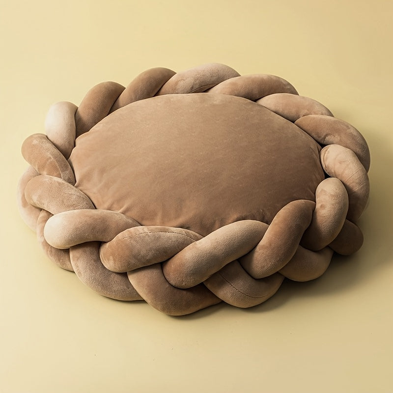 Handwoven Pet Bed for Dogs & Cats - Circular Plush Nest with Removable Cover, Soft Polyester, Multiple Colors (Beige, Pink, Blue, Grey, Brown) - Cozy Bedding for Medium & Small Breeds, Small Pet Bed, Cat Comfort Accessory, Round Pet Bed, Dog Lovers