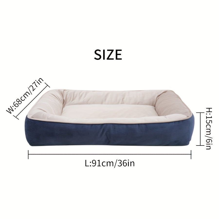 1pc Corduroy Thickened Square Pet Nest Medium Large Dog Bed Soft Comfortable All-Season Universal