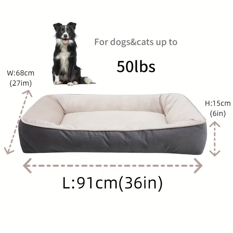 1pc Corduroy Thickened Square Pet Nest Medium Large Dog Bed Soft Comfortable All-Season Universal