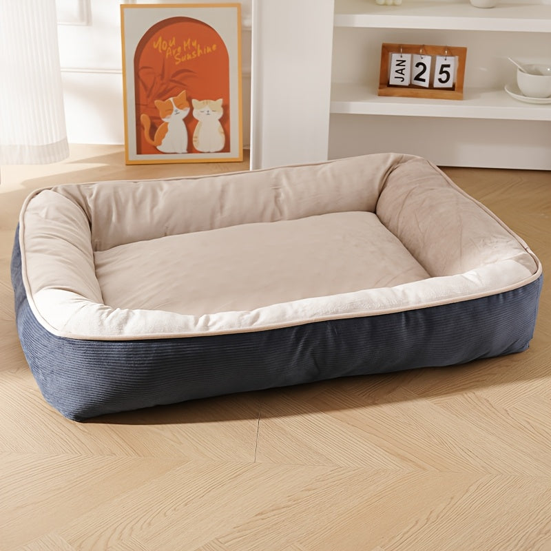 1pc Corduroy Thickened Square Pet Nest Medium Large Dog Bed Soft Comfortable All-Season Universal
