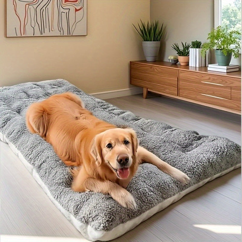 Extra Large Plush Dog Bed Sofa - Ultra-Soft Thick Orthopedic Pet Bed with Non-Slip Bottom, Grey & White Polyester Cushion for All-Size Dogs (Small to Large Breeds) - Durable Cozy Bedding for Home, Couch or Use