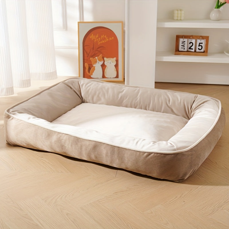 1pc Corduroy Thickened Square Pet Nest Medium Large Dog Bed Soft Comfortable All-Season Universal