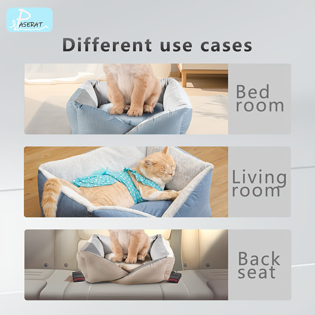 PASERATI Cozy Pet Bed for Small to Extra-Small Dogs & Cats - Pink and Gray, Plush Polyester, Non-Assemblable, All-Season Comfort Nest with Soft Interior, Cozy Pet Nest|Stylish Pet Furniture|Soft Pet Comfort, Small Dog Bed