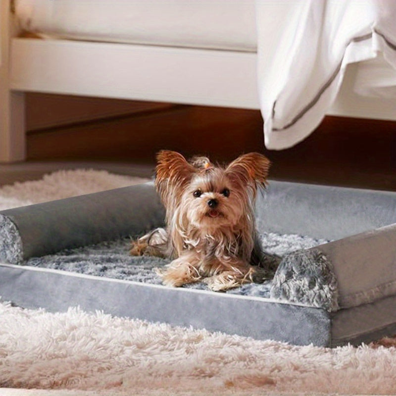 Three-Sided Protection Cervical Design, Luxury Rose Velvet Dog Bed/Cat Bed, Breathable and Refreshing for All Seasons, Durable Soft Long Plush