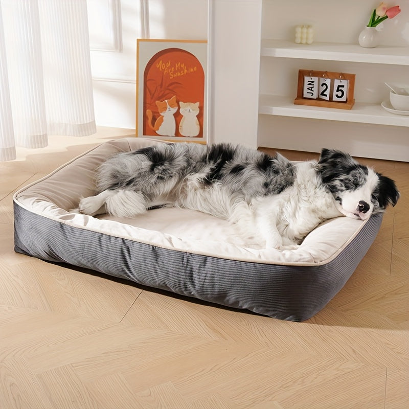 1pc Corduroy Thickened Square Pet Nest Medium Large Dog Bed Soft Comfortable All-Season Universal